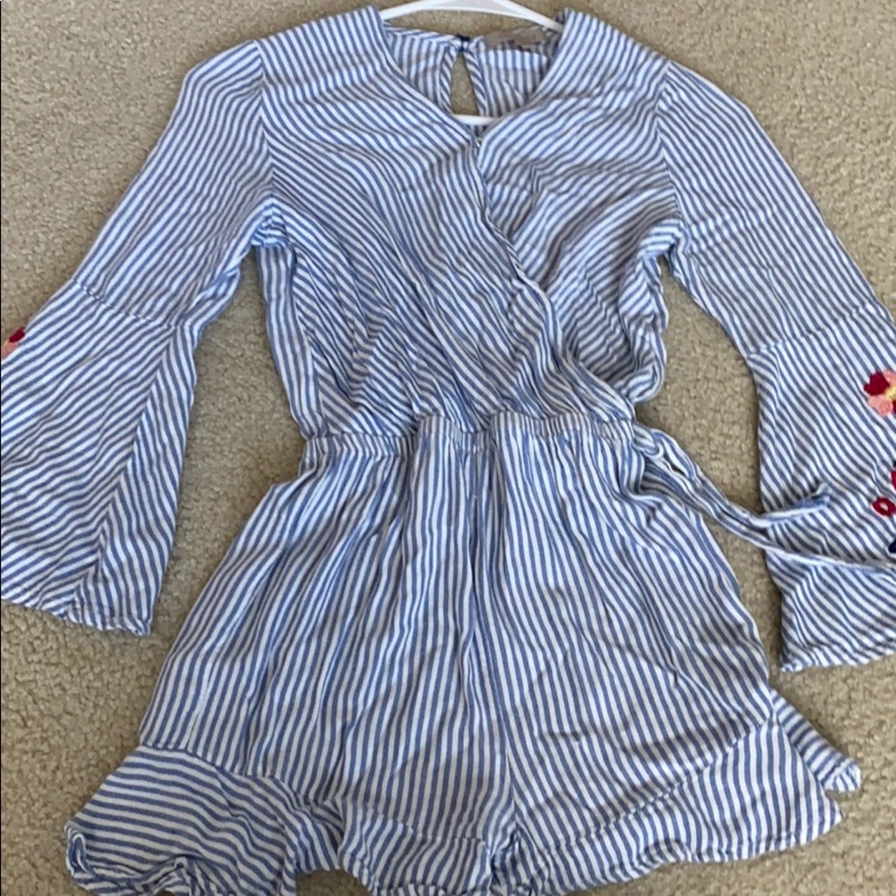girls blue and white romper